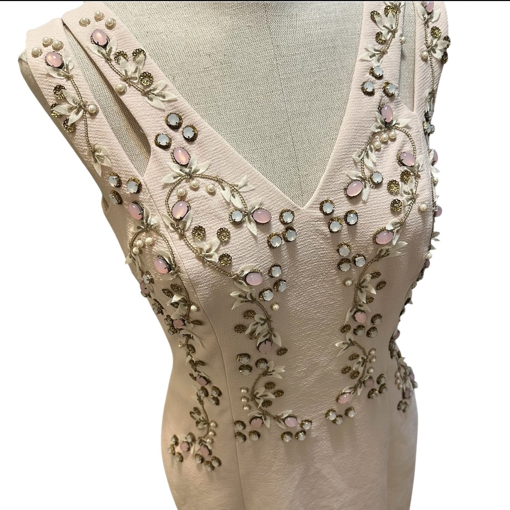 Badgley Mischka Blush Embellished Midi Dress size 6 - Picture 6 of 7
